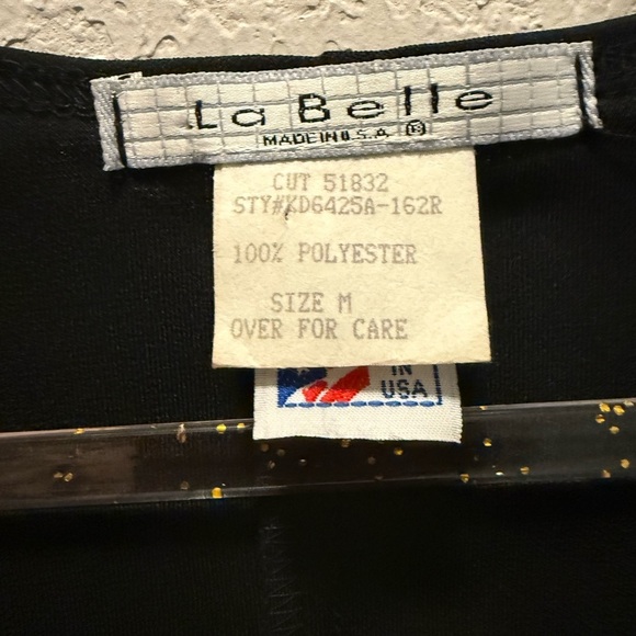 Vintage La Belle rose-embroidered black dress | Size Med - Picture 6 of 10